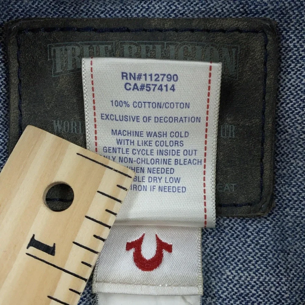 True Religion Denim Cut-off‎ Vest YOUTH KIDS XL Trucker Distressed Button Front